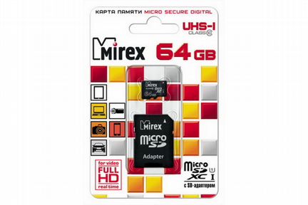 Карта памяти Mirex microsdxc Class 10 UHS-I U1 64G