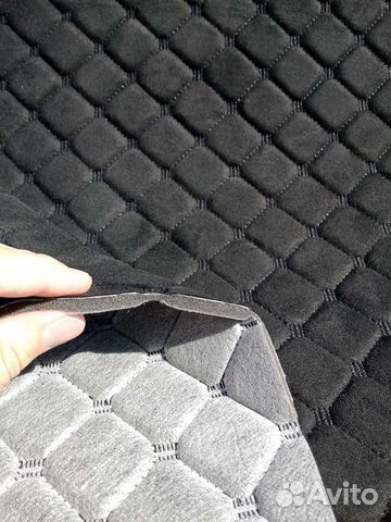 Алькантара стёганая (ромб) на поролоне 5мм чёрная