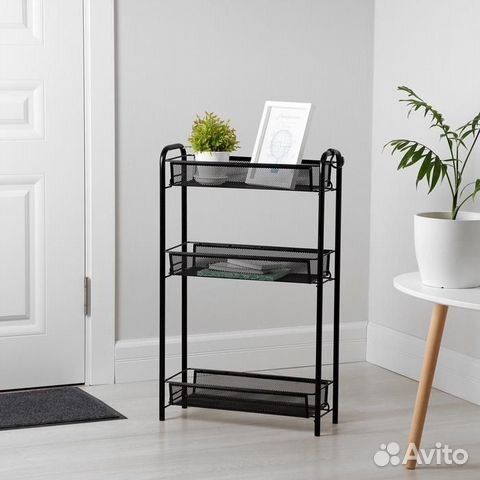 Стеллаж, этажерка на колесиках, новый, черная