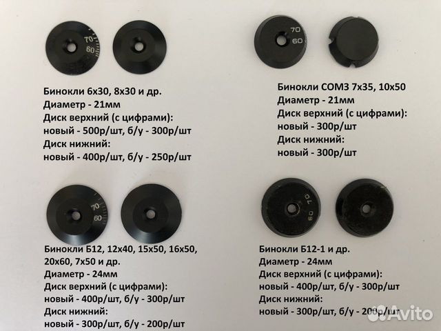 Диски центральной оси бинокли СССР б8,б12, б7, б10