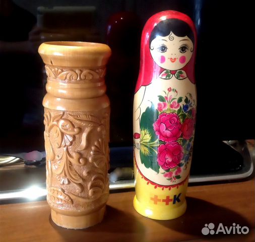СССР Резная ваза 30см, Матрешка 36см