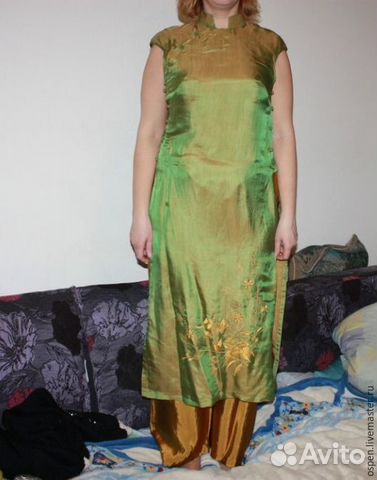 Туника с брюками в китайском стиле шелк Туника с брюками в китайском стиле шелк