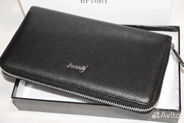 Мужской кожаный клатч портмоне Brioni black new