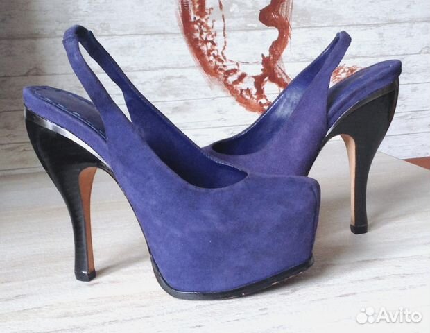Синие замшевые туфли 