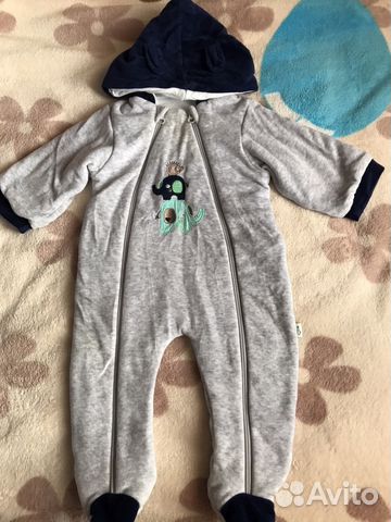 Велюровый комбинезон+шапочка на 1 годик