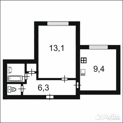 1-к квартира, 32 м², 1/9 эт.