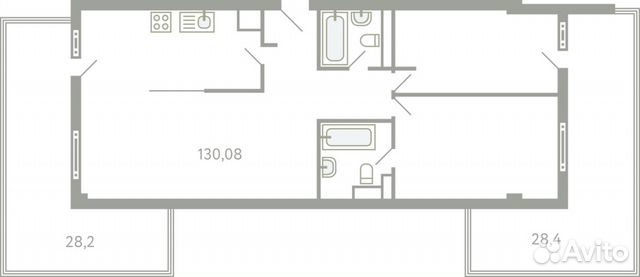 3-к квартира, 135.2 м², 1/5 эт.