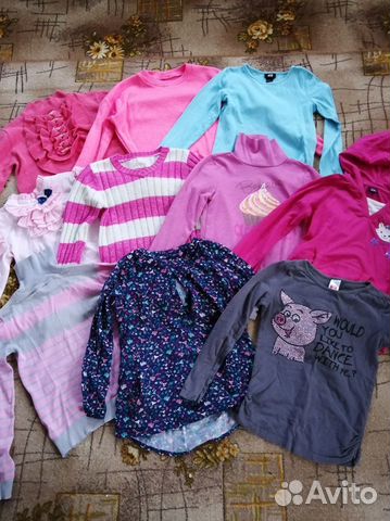 Футболки и кофты на девочку 4-7 лет. Пакетом