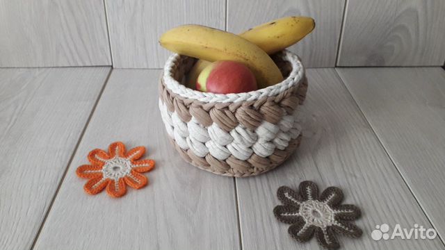Корзинка из трикотажной пряжи