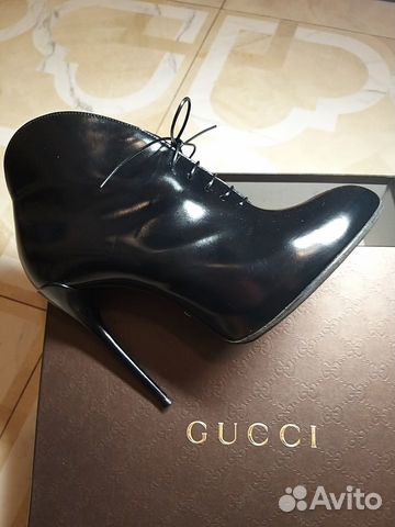 Ботильоны gucci чёрные кожаные