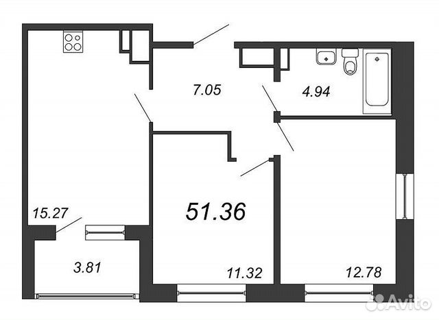 2-к квартира, 51.4 м², 6/11 эт.