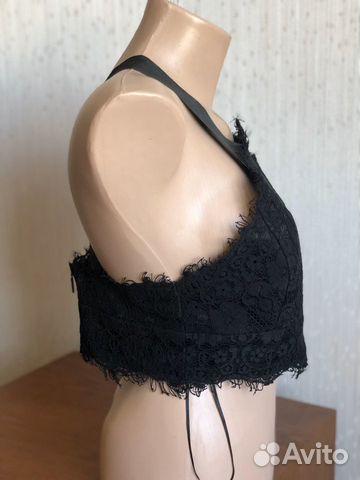 Чёрный кружевной кроп топ Topshop