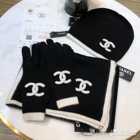 Шапка+шарф+перчатки chanel Шапка+шарф+перчатки chanel