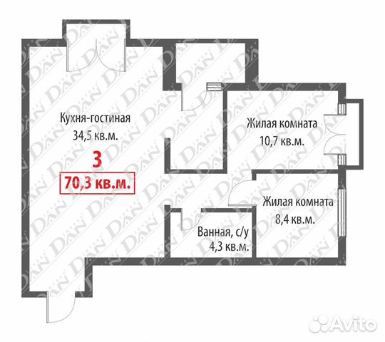 2-к квартира, 70.3 м², 23/25 эт. 2-к квартира, 70.3 м², 23/25 эт.