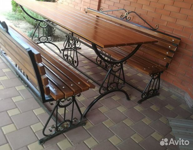 Скамейка стол кованая мебель с цельным каркасом Скамейка стол кованая мебель с цельным каркасом