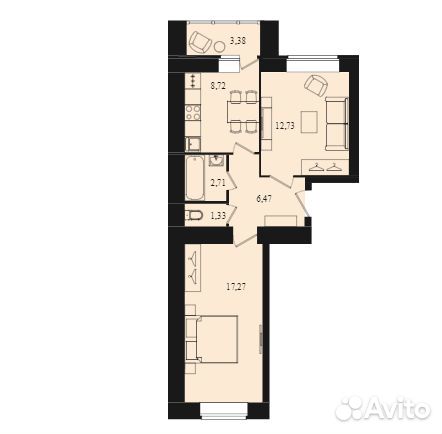 3-к квартира, 74.8 м², 6/10 эт.