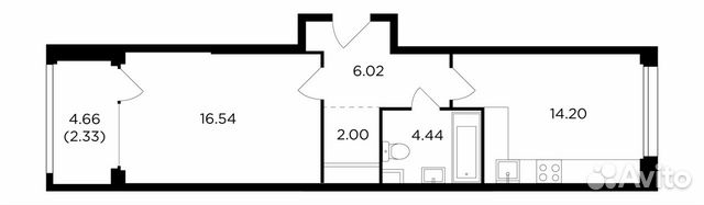 1-к квартира, 45.6 м², 4/21 эт. 1-к квартира, 45.6 м², 4/21 эт.