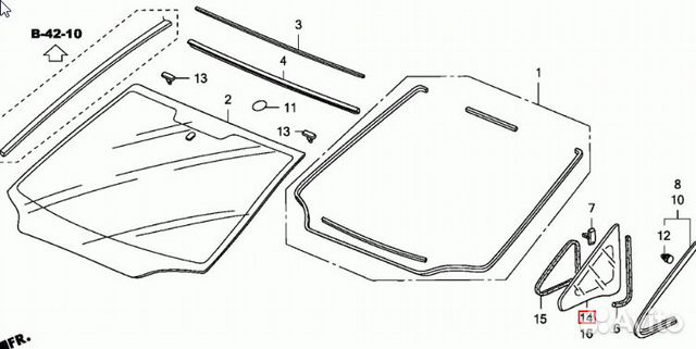 Стекло боковое Honda Civic 73331snlt00 Стекло боковое Honda Civic 73331snlt00