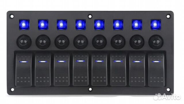 Панель с 8 выключателями (голубая подсветка) Панель с 8 выключателями (голубая подсветка)
