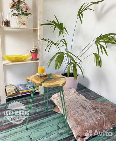 Стол-река из спила ясеня Green Ash L-102117