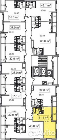 1-к квартира, 41.1 м², 5/26 эт.