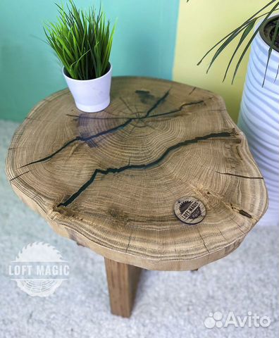 Столик из спила дуба Thunder Epoxy Столик из спила дуба Thunder Epoxy