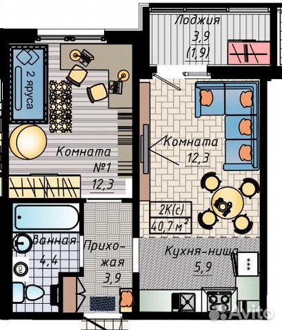 2-к квартира, 54 м², 4/16 эт. 2-к квартира, 54 м², 4/16 эт.