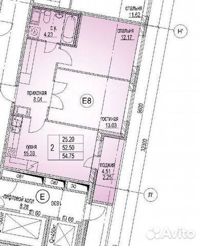 2-к квартира, 54.8 м², 8/19 эт.
