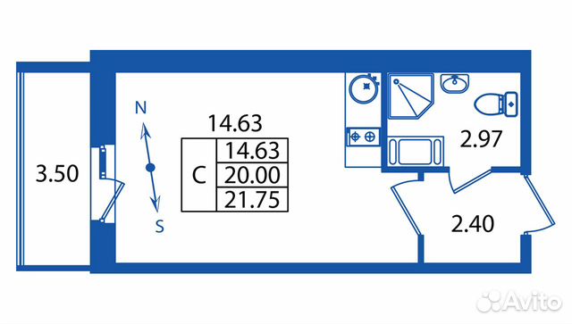 Студия, 22 м², 19/19 эт. Студия, 22 м², 19/19 эт.
