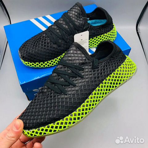 Кроссовки Adidas Deerupt чёрные с зелёным Кроссовки Adidas Deerupt чёрные с зелёным