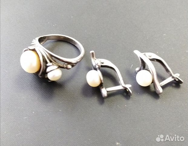 Комплект кольцо серьги серебро 925 Комплект кольцо серьги серебро 925