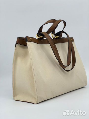 Новая женская сумка шопер кожа деним Fendi цветная