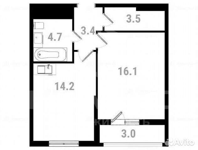 1-к квартира, 43.3 м², 22/35 эт.