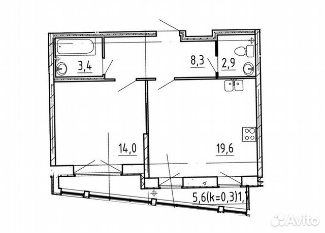2-к квартира, 49.9 м², 4/12 эт.