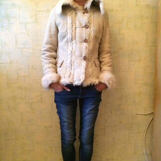 Дубленка с отделкой б/у