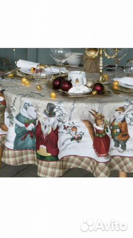 Скатерть новогодняя круглая д 150см