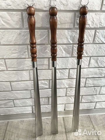 Ложка для обуви нерж с деревянной ручкой