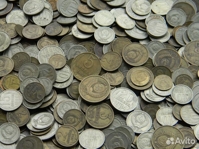 Монеты СССР погодовка разные 3,5 кг. на вес