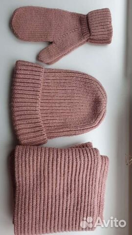 Комплект шапка, шарф и варежки