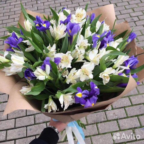 Букет 169 “Альстромерии + Ирисы” 11 шт