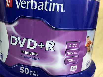 DVD+R диск Verbatim, запечатанные, 4.7 гб, 50 шт
