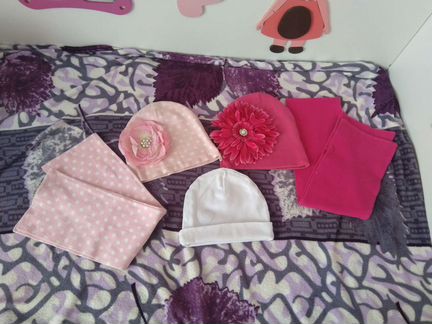 Комплект шапка со съёмным цветком, шарф