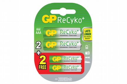 Аккумуляторы NiMH AA и AAA в блистере GP ReCyko+