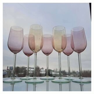 Фужеры Калининские из цветного стекла СССР винтаж