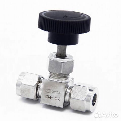 Кран игольчатый (обжимной) 8 мм нерж. сталь