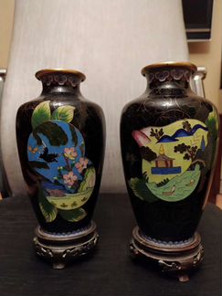 Клуазон, парные вазы(цена за 2штуки)