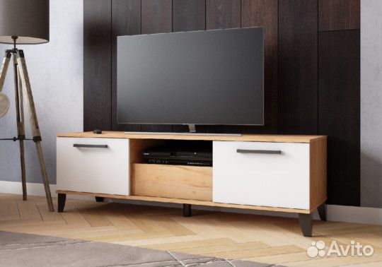 Тумба тв твм-2 дуб крафт золотой/белый
