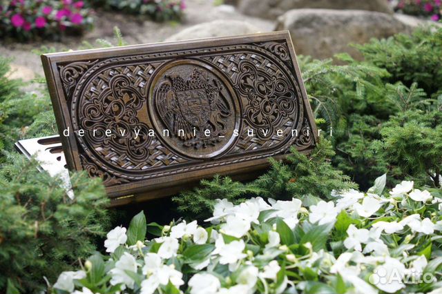 Нарды с Армянским гербом ручной работы