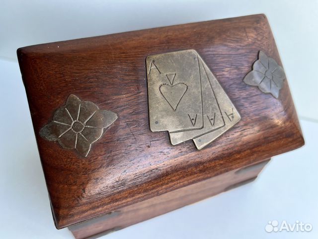 Антикварная деревянная шкатулка для карт 1960-е