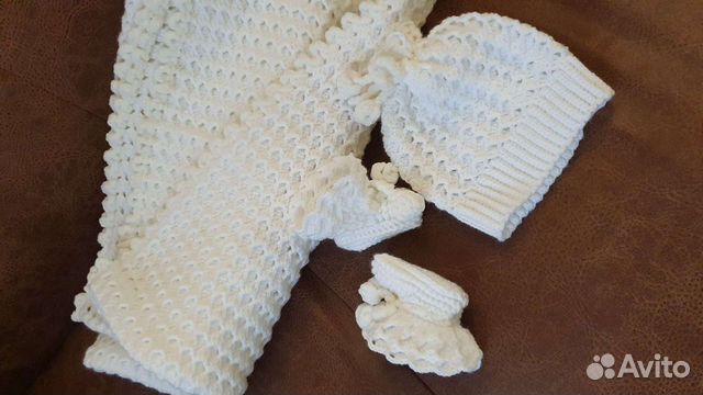 Комплект детский плед, шапочка, пинетки